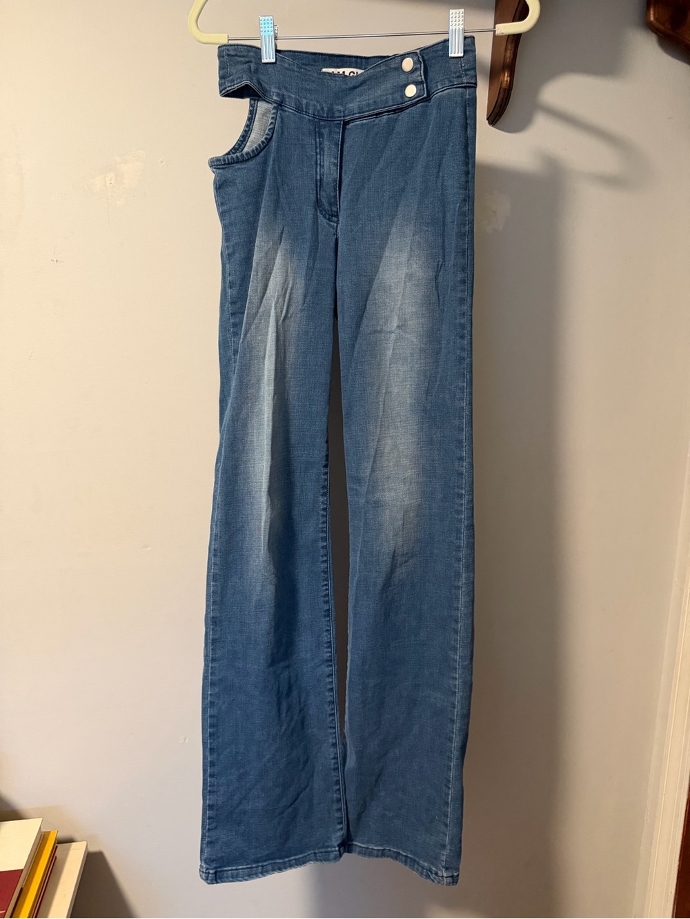 I.AM.GIA Drew Jeans S Blue Cutout Waist Straight Leg Y2K Denim